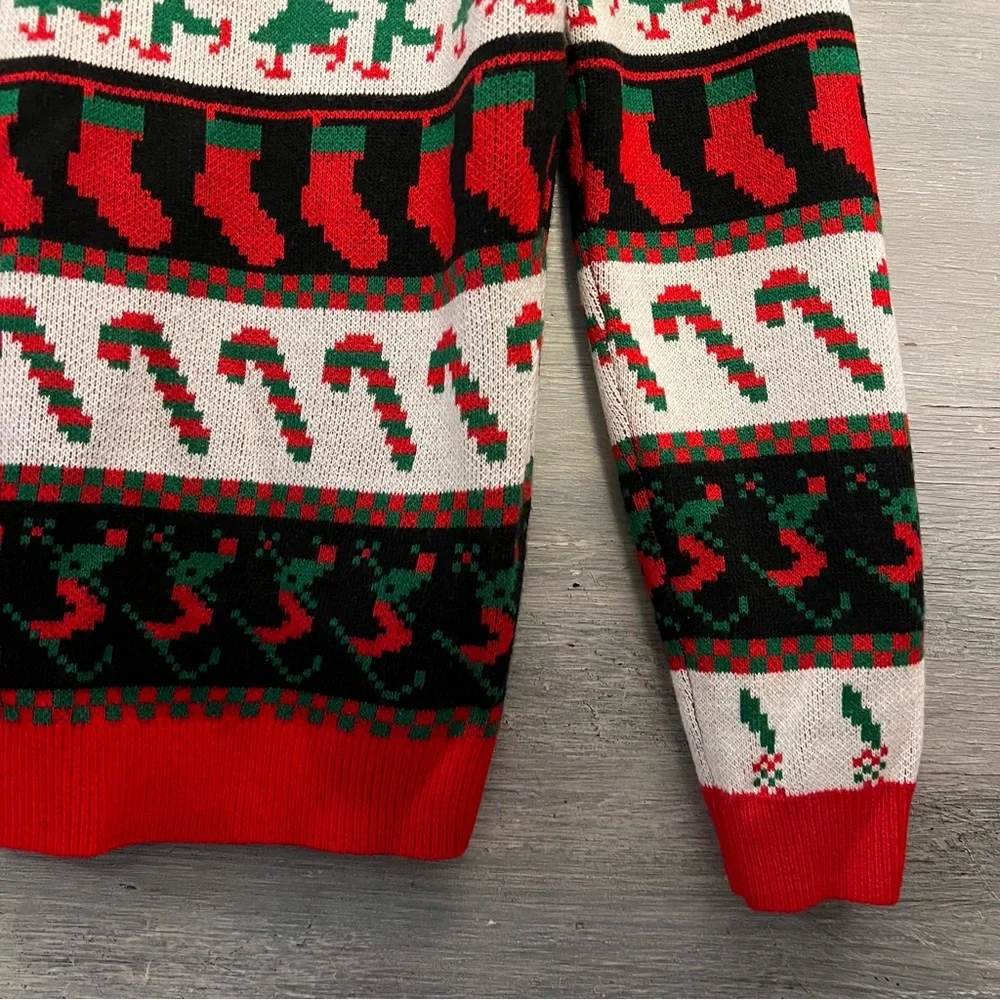 asos Design Christmas Holiday Striped Crew Neck Knit Sweater Size XS GC‎